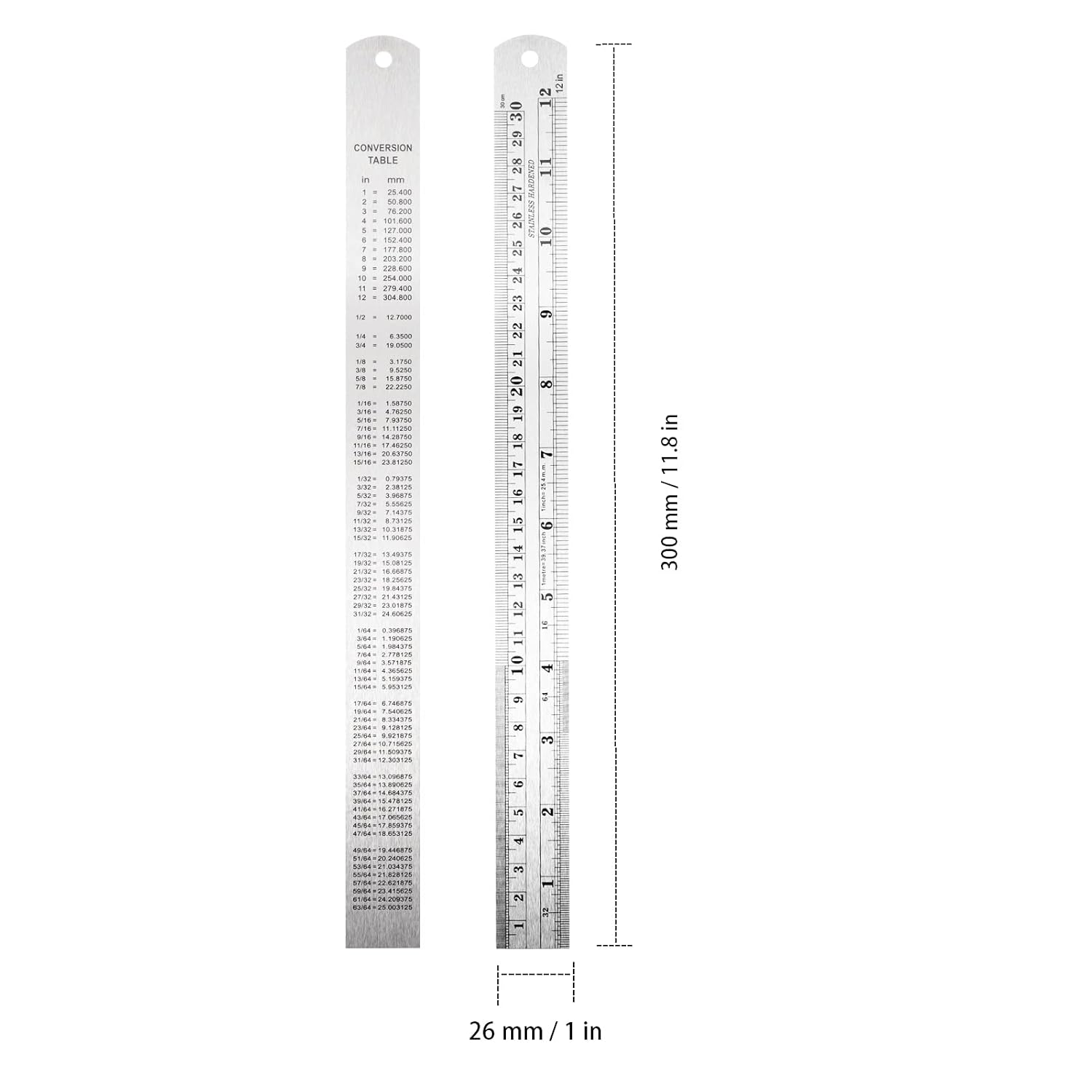 Stainless Steel Metal Ruler 30cm/12" Tools Auto Silicone Hoses