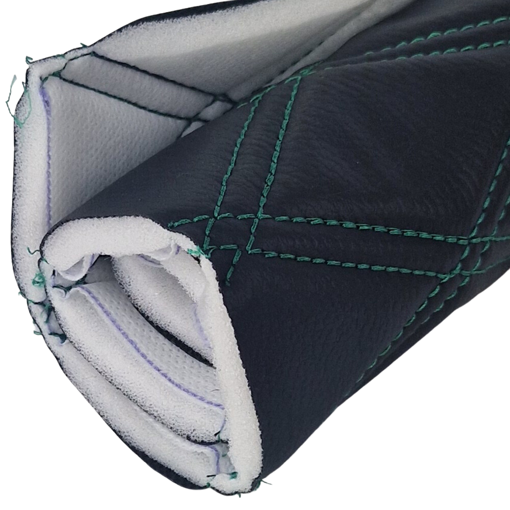 Quilted Faux Leather Double Stitch Diamond Fabric - Green Fabric & Upholstery Pro Surface