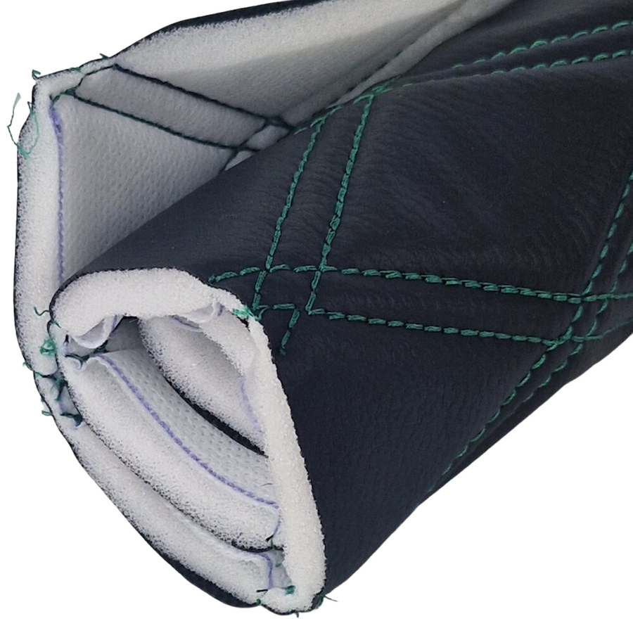 Quilted Faux Leather Double Stitch Diamond Fabric &ndash; Green