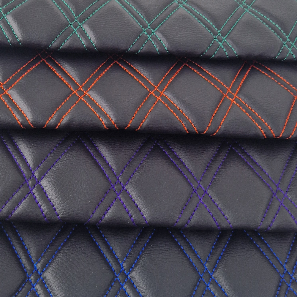 Quilted Faux Leather Double Stitch Diamond Fabric - Purple Fabric & Upholstery Pro Surface