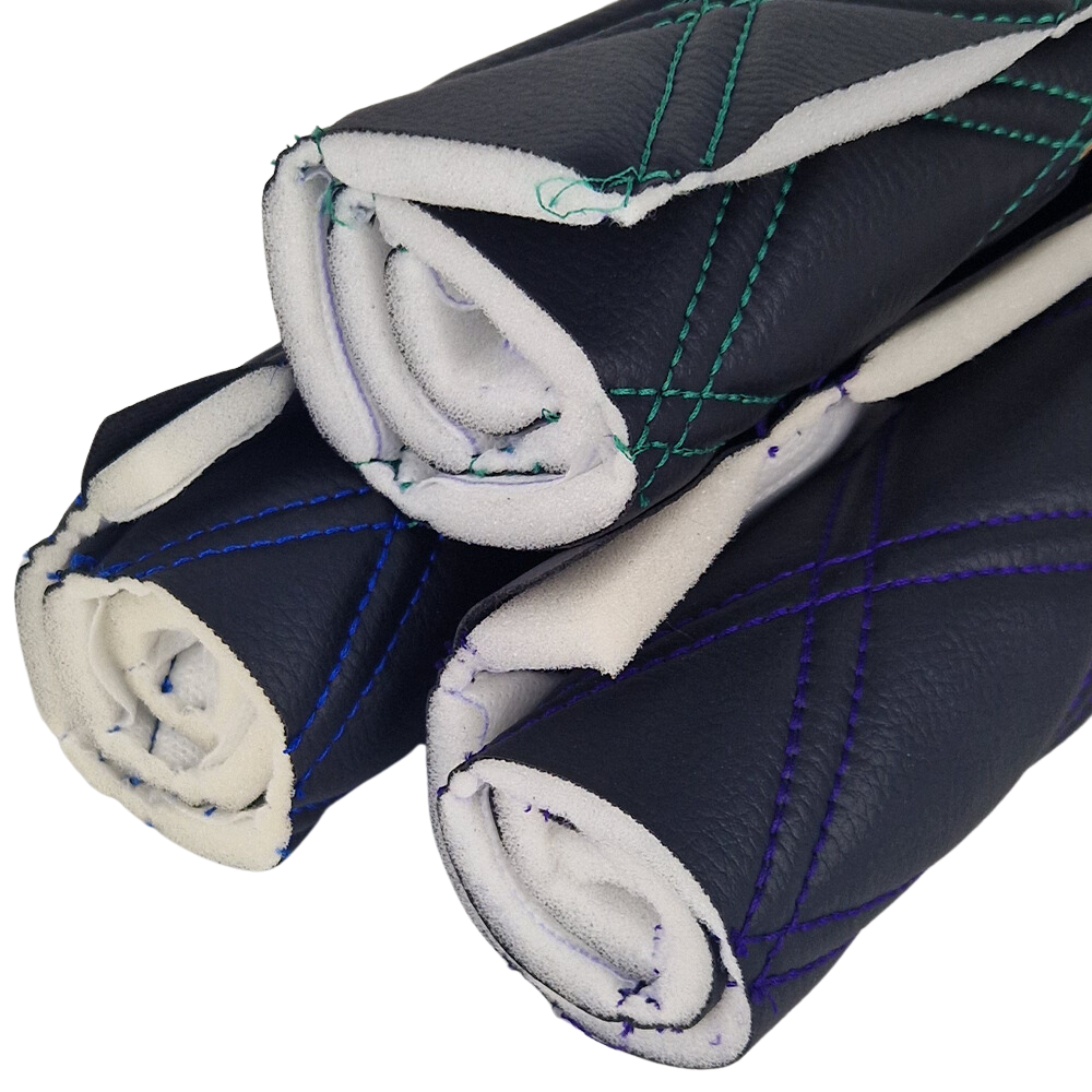 Quilted Faux Leather Double Stitch Diamond Fabric - Blue Fabric & Upholstery Pro Surface