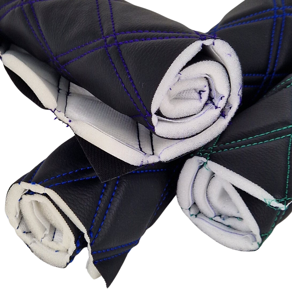 Quilted Faux Leather Double Stitch Diamond Fabric - Black Fabric & Upholstery Pro Surface