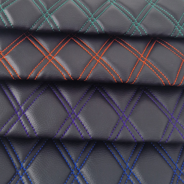 Quilted Faux Leather Double Stitch Diamond Fabric Fabric & Upholstery Pro Surface