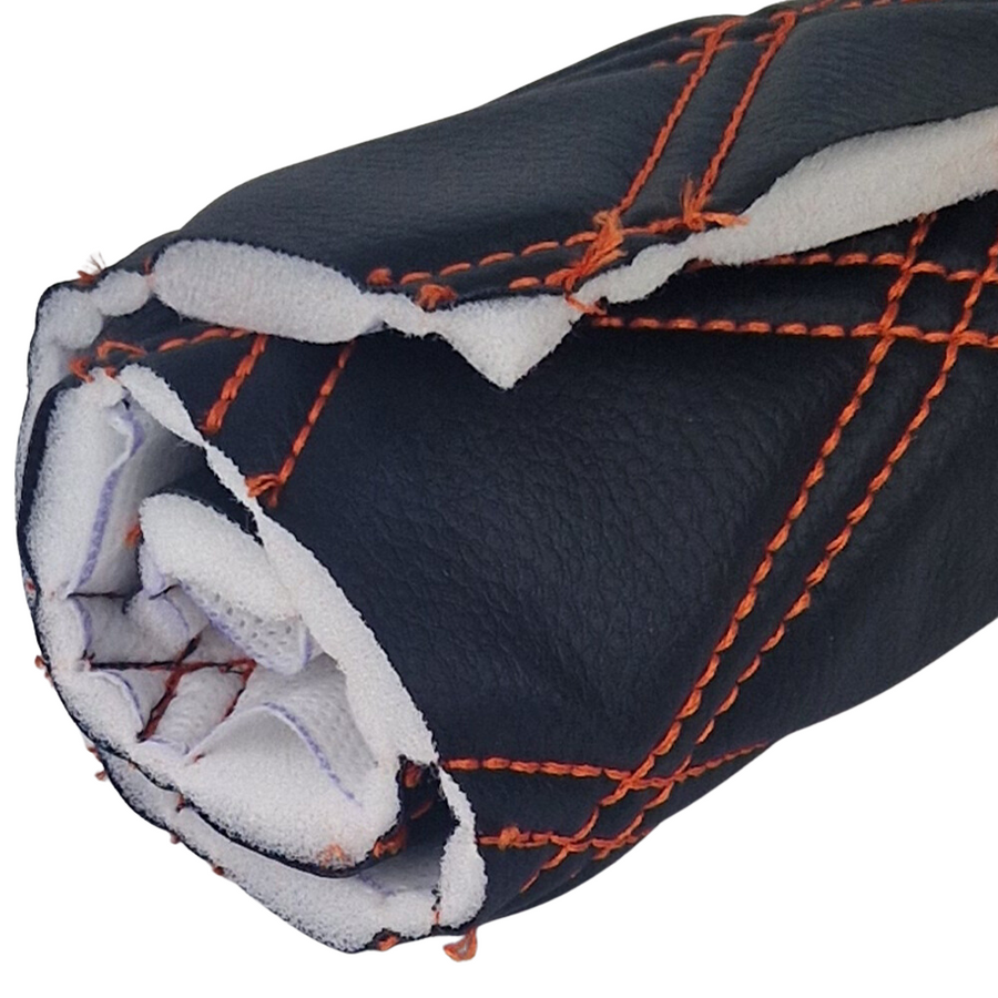 Quilted Faux Leather Double Stitch Diamond Fabric &ndash; Orange