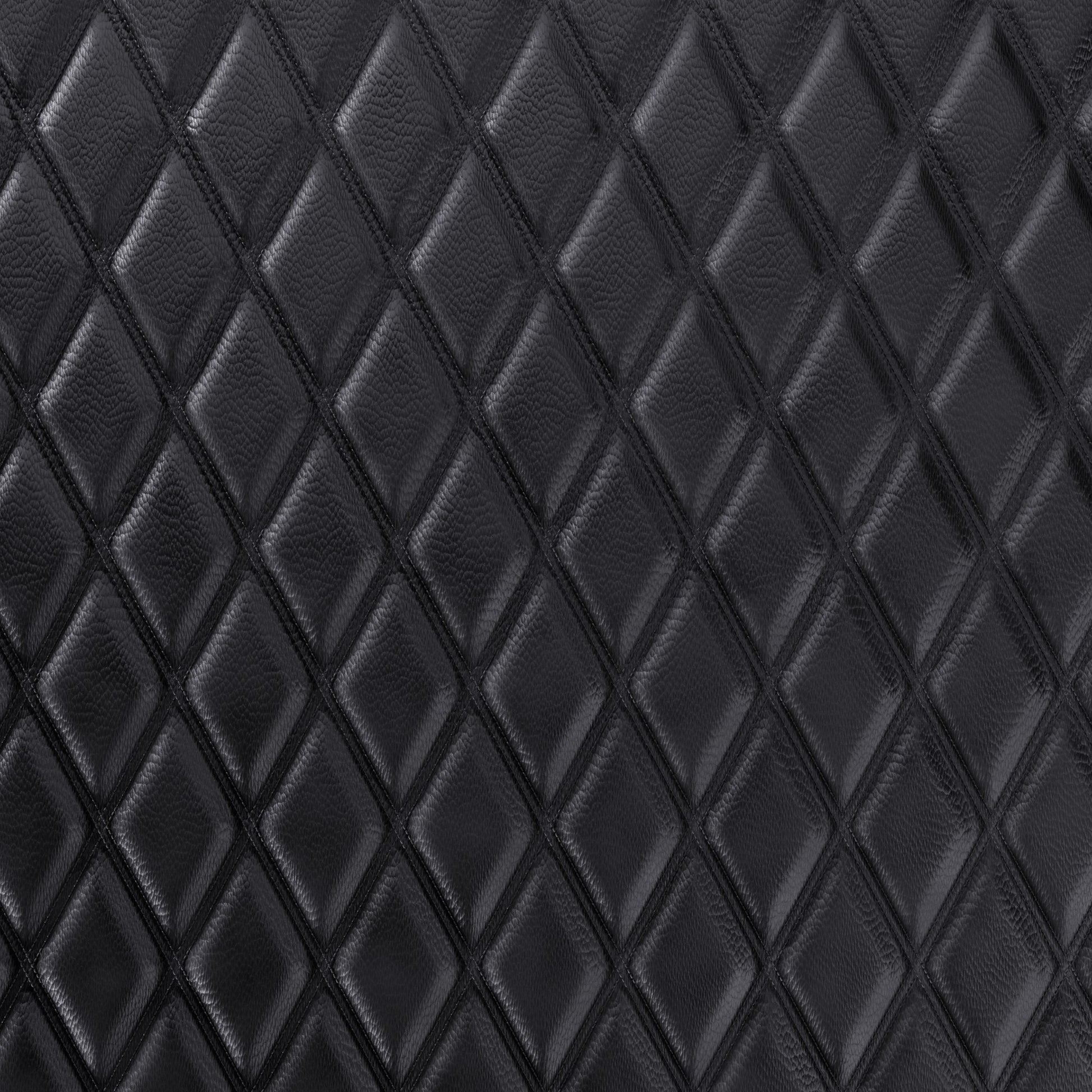 Quilted Faux Leather Double Stitch Diamond Fabric - Black Fabric & Upholstery Pro Surface