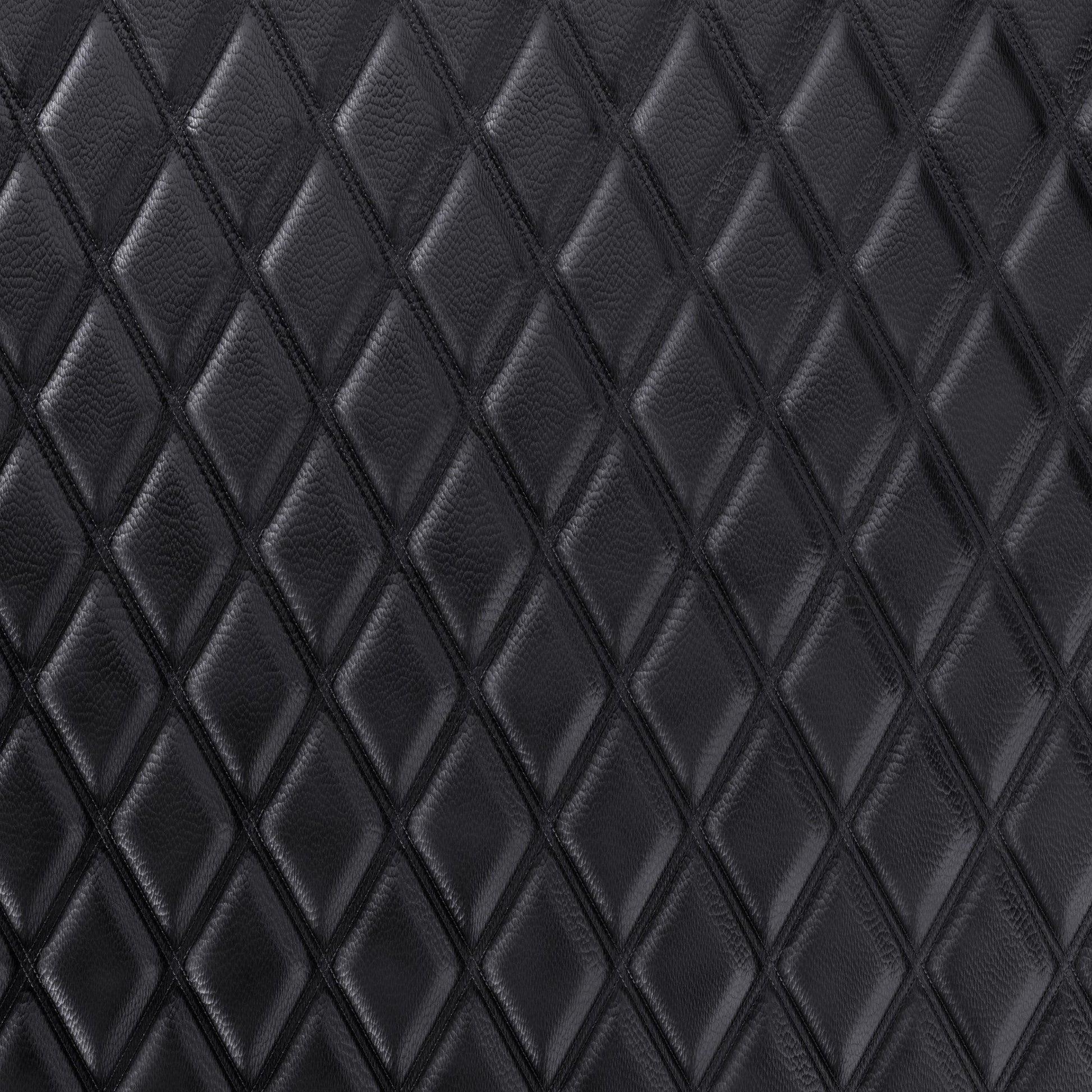 Quilted Faux Leather Double Stitch Diamond Fabric - Black Fabric & Upholstery Pro Surface