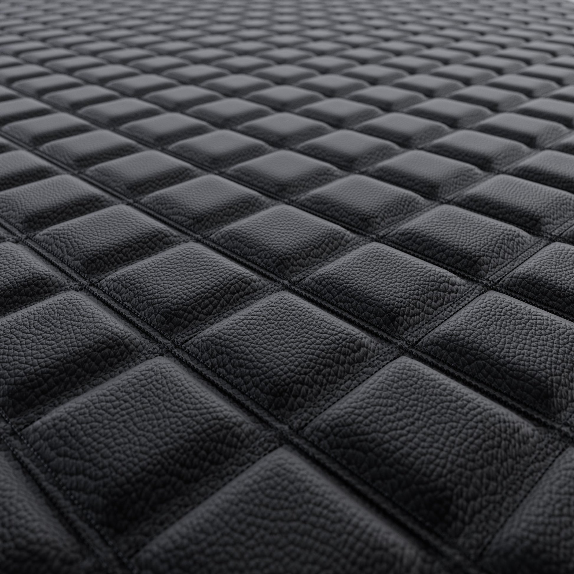 Quilted Faux Leather Double Stitch Diamond Fabric - Black Fabric & Upholstery Pro Surface