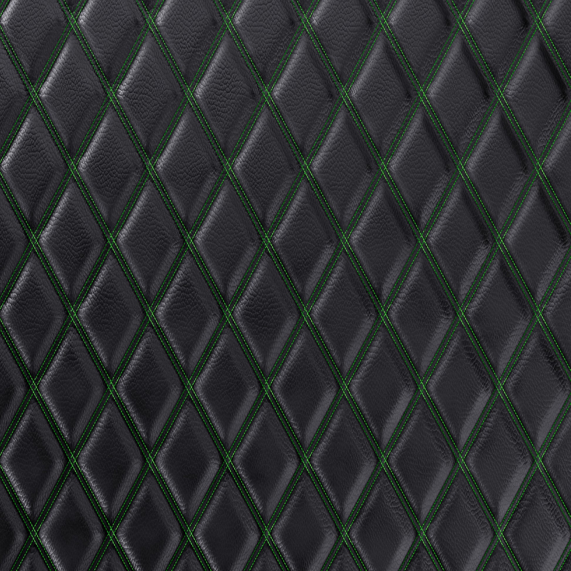 Quilted Faux Leather Double Stitch Diamond Fabric - Green Fabric & Upholstery Pro Surface