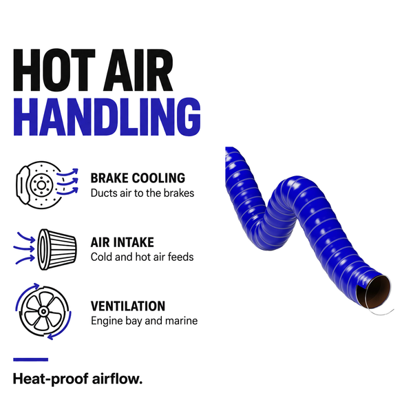 Double Layer Silicone Air Ducting - Blue - Hot air handling - brake cooling, air intake, ventilation
