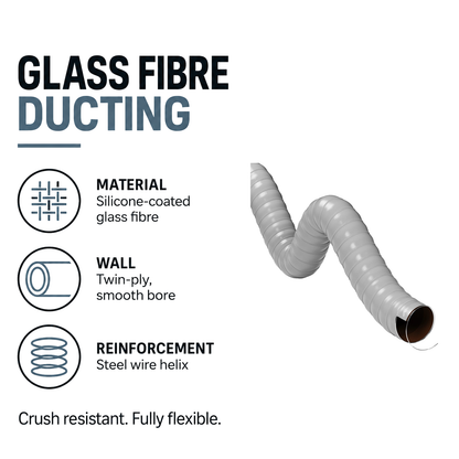 Double Layer Silicone Air Ducting - Grey - Silicone-coated glass fibre, twin-ply wall, steel wire helix