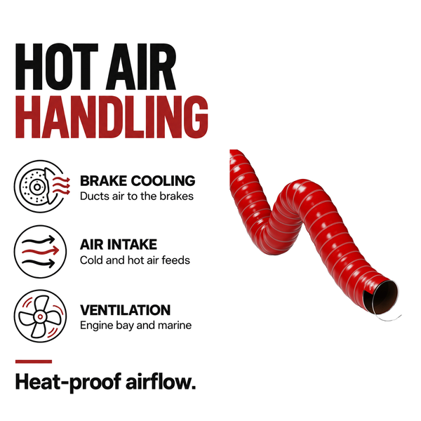 Double Layer Silicone Air Ducting - Red - Hot air handling - brake cooling, air intake, ventilation