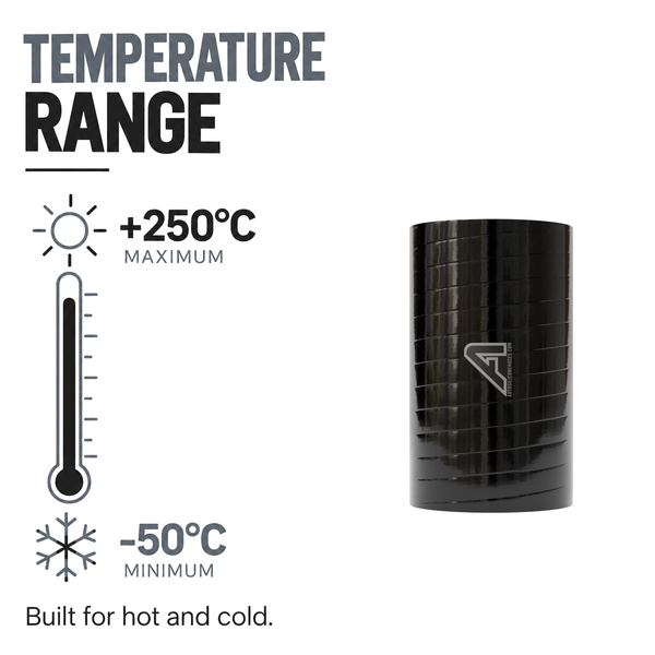 Silicone Fluoro Coupler Hose - Black - Temperature range -50°C to +220°C