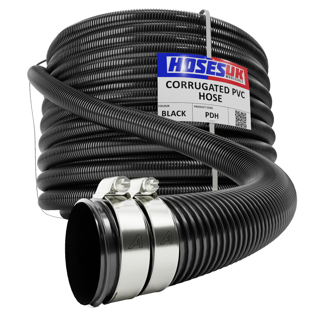 Black Corrugated PVC Reinforced Flexible Ducting PVC Hoses Hoses UK