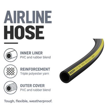 Rubber Airline Hose - Black - Airline hose - PVC/rubber blend, triple polyester yarn