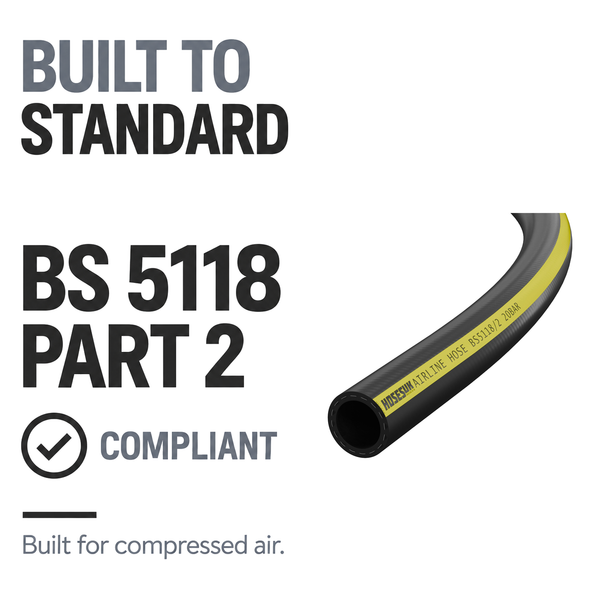 Rubber Airline Hose - Black - Built to BS 5118 Part 2