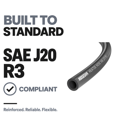 Rubber Heater Hose - Black - Built to SAE J20 R3
