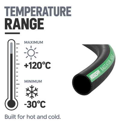 Rubber Radiator Hose - Black - Temperature range -30°C to +120°C