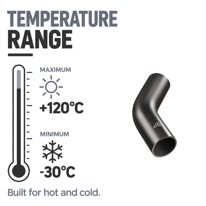 Rubber 45 Degree Radiator Elbows - Black - Temperature range -30°C to +120°C