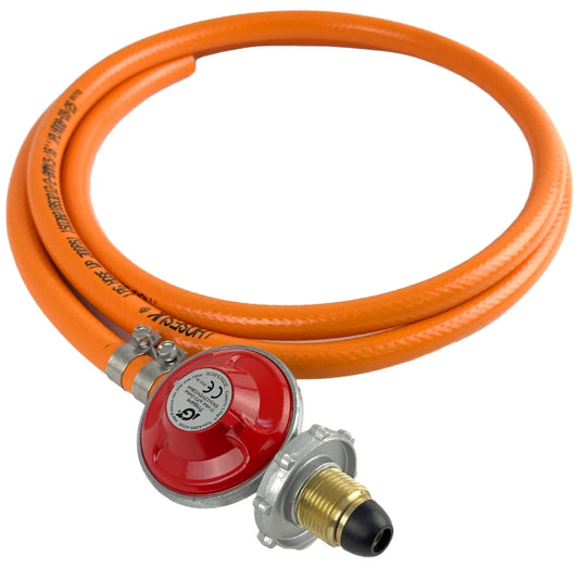 Propane Hand Wheel Screw On Gas Regulator 37mbar With Hose Kit Gas Regulator Silicone Hose UK