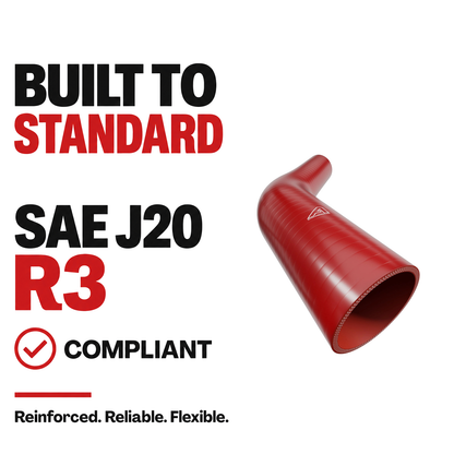 45 Degree Reducing Silicone Elbow Hose - Red - Built to SAE J20 R3