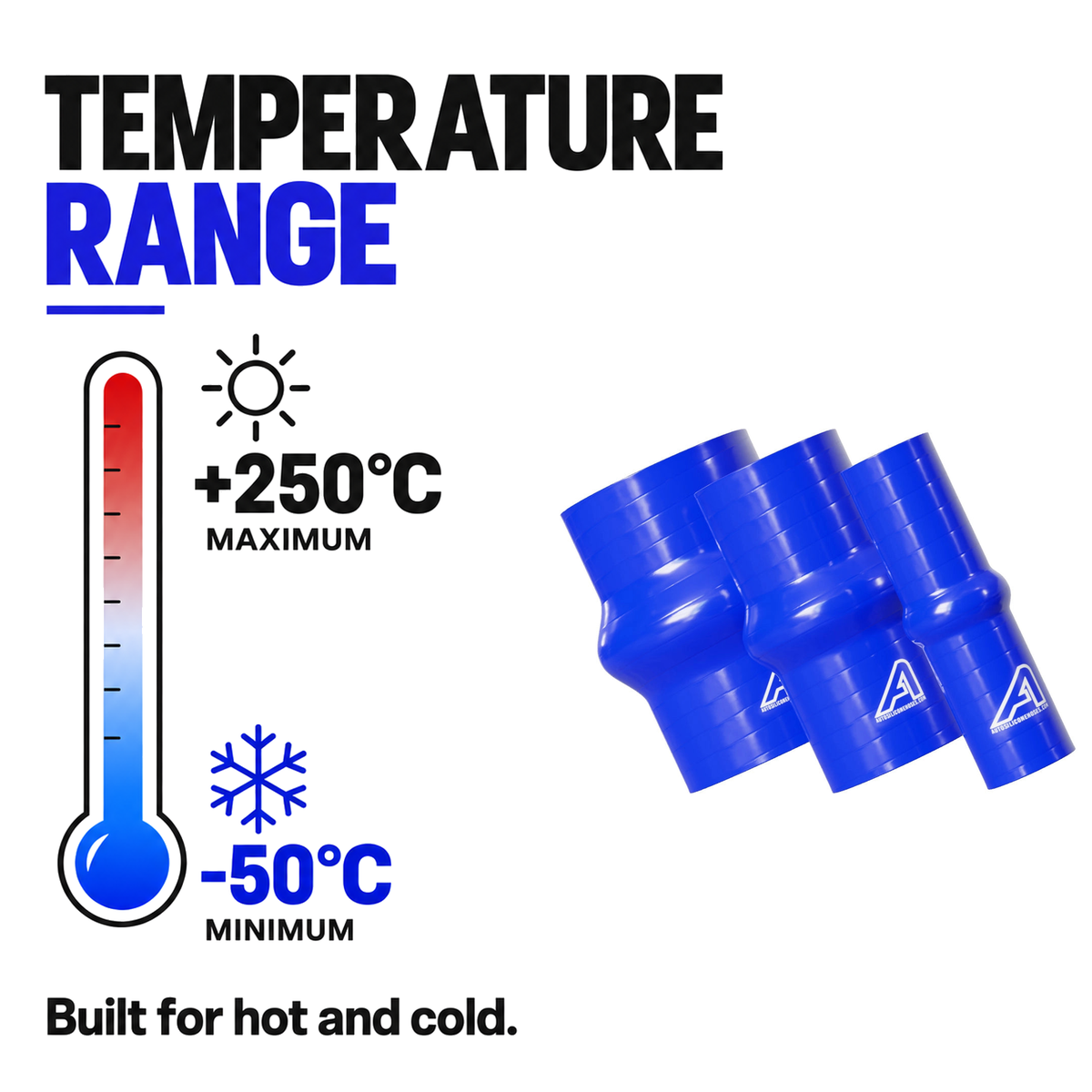 Silicone Hump Connector - Blue - Temperature range -50°C to +250°C