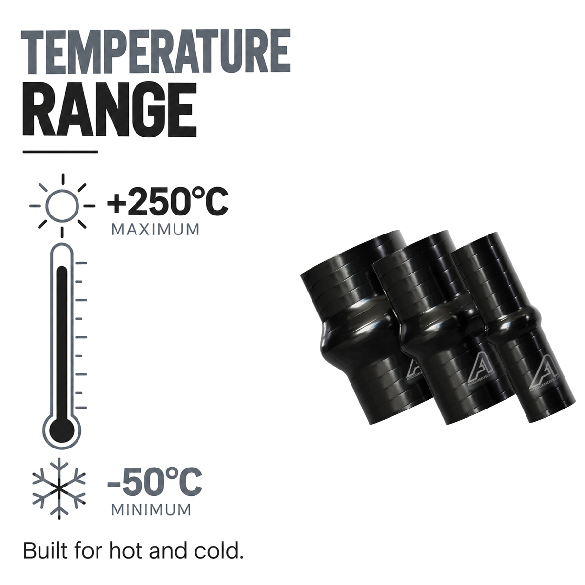 Silicone Hump Connector - Black - Temperature range -50°C to +250°C