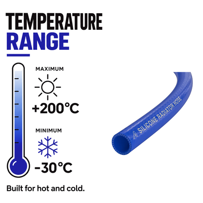 Silicone Radiator 2 Ply Hose - Blue - Temperature range -30°C to +200°C