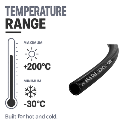 Silicone Radiator 2 Ply Hose - Black - Temperature range -30°C to +200°C