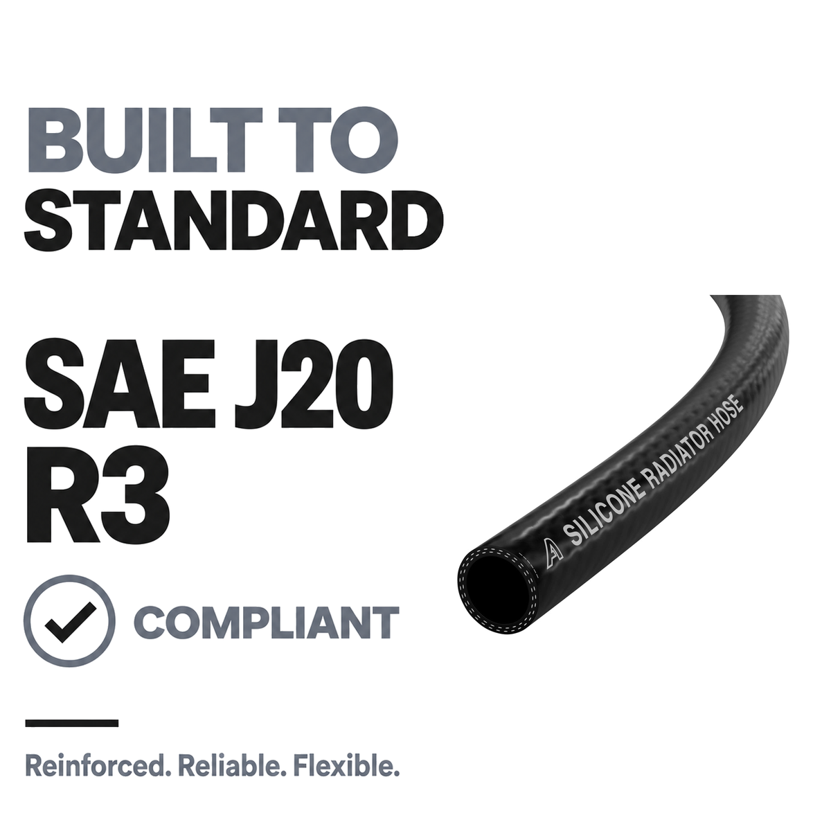 Silicone Radiator 2 Ply Hose - Black - Built to SAE J20 R3
