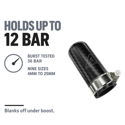 Silicone Reinforced Blanking Cap - Black - Holds up to 12 bar - nine sizes, 4mm to 25mm