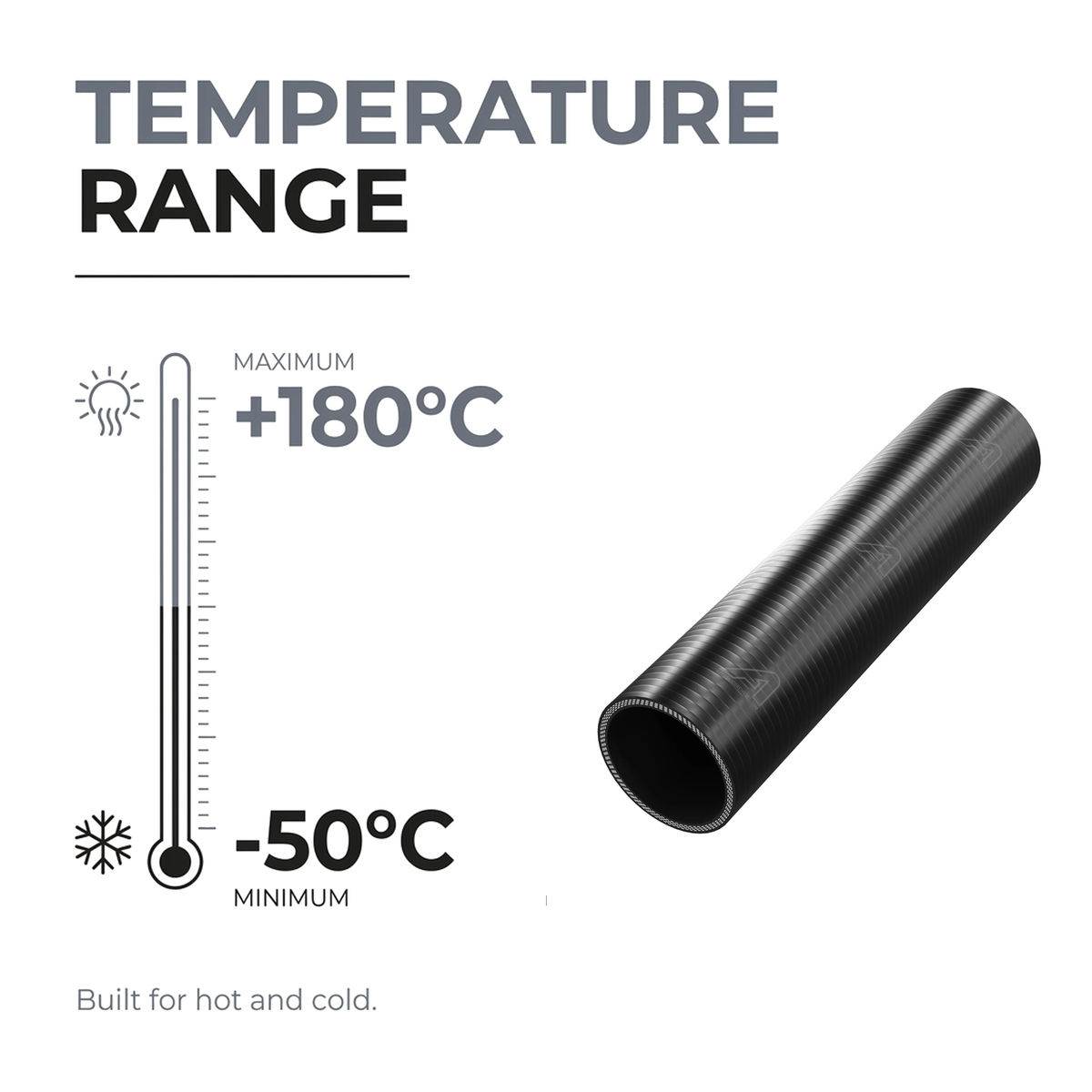 Silicone Coupling Hose - Black - Temperature range -50°C to +180°C