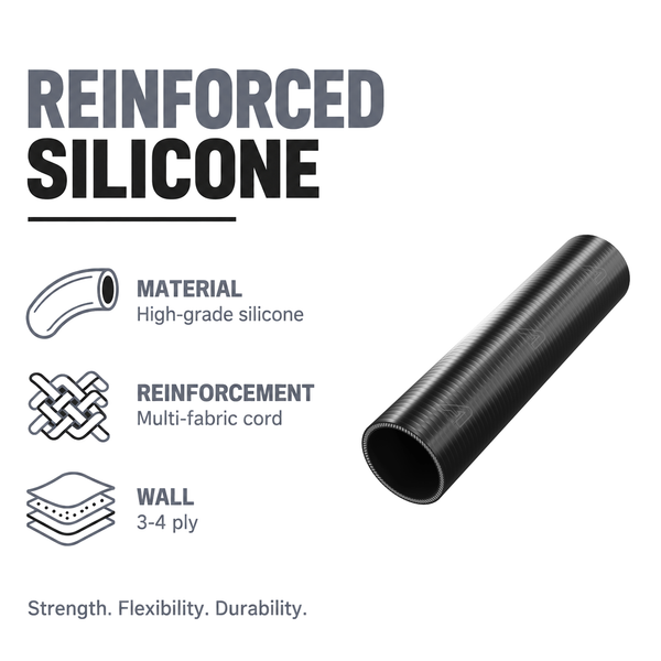 Silicone Coupling Hose - Black - Reinforced silicone - 3-4 ply multi-fabric cord