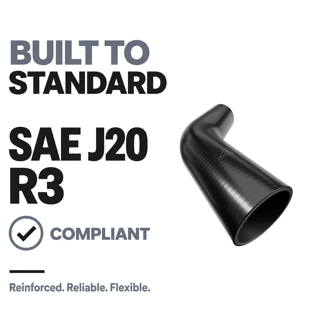 45 Degree Silicone Elbow Hose - Black - Built to SAE J20 R3