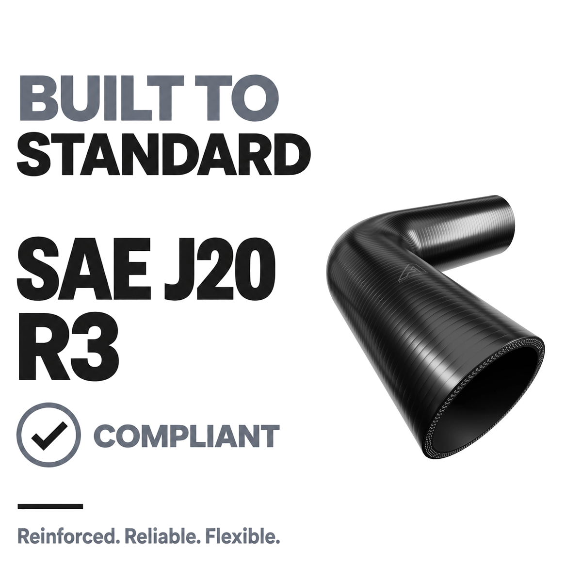 90 Degree Silicone Elbow Hose - Black - Built to SAE J20 R3