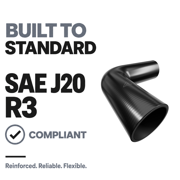 90 Degree Silicone Elbow Hose - Black - Built to SAE J20 R3