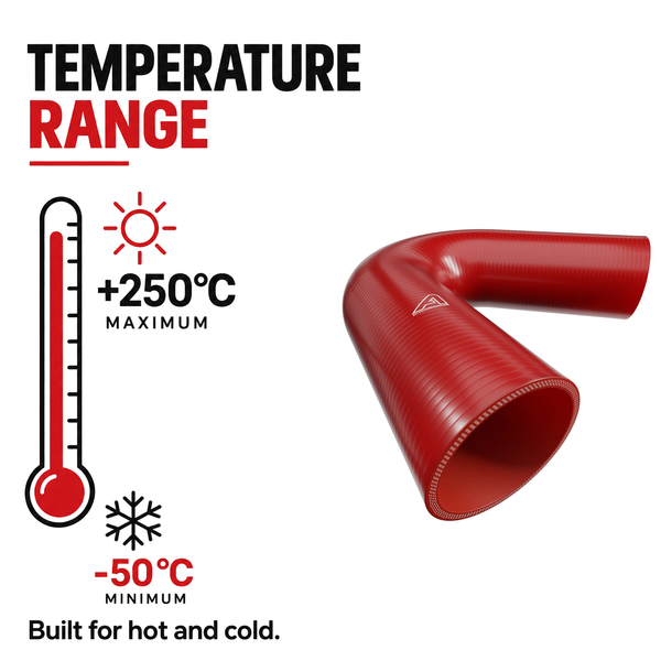 135 Degree Silicone Elbow Hose - Red - Temperature range -50°C to +250°C