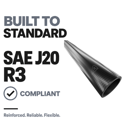 1 Metre Straight Silicone Hose - Black - Built to SAE J20 R3