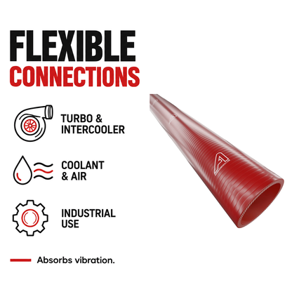 1 Metre Straight Silicone Hose - Red - Flexible connections - turbo, coolant, air and industrial use