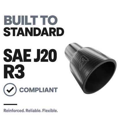 Straight Reducing Silicone Hose - Black - Built to SAE J20 R3