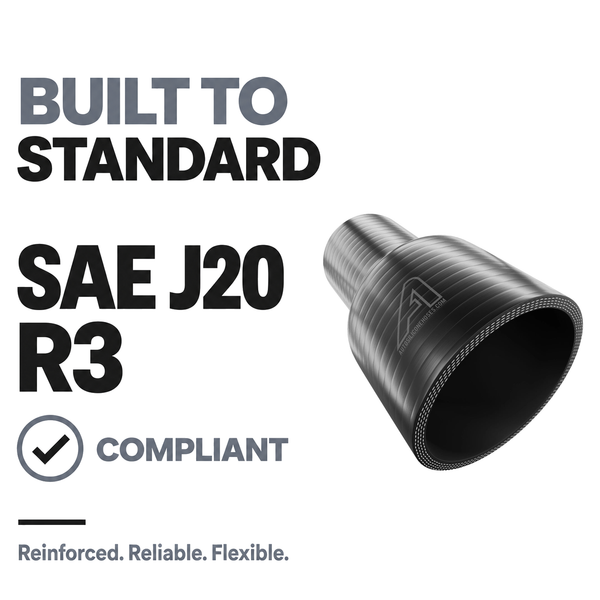 Straight Reducing Silicone Hose - Black - Built to SAE J20 R3