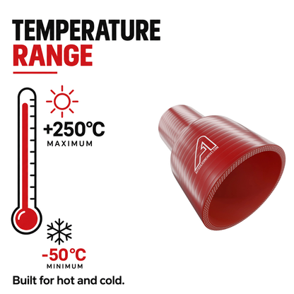 Straight Reducing Silicone Hose - Red - Temperature range -50°C to +250°C