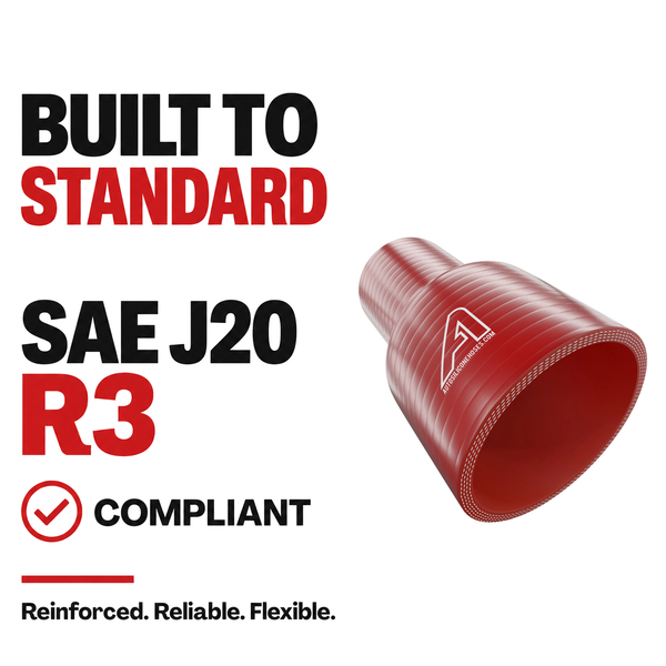 Straight Reducing Silicone Hose - Red - Built to SAE J20 R3
