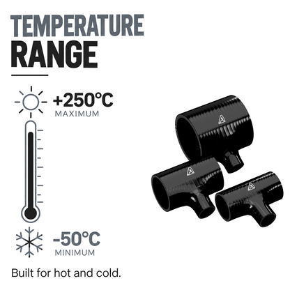 Silicone T-Piece Connector - Black - Temperature range -50°C to +250°C