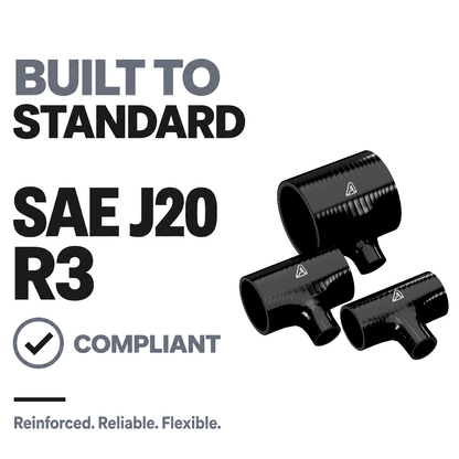 Silicone T-Piece Connector - Black - Built to SAE J20 R3
