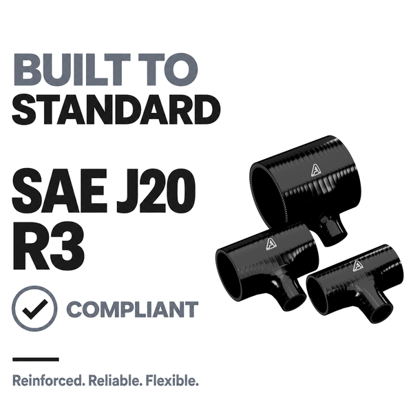 Silicone T-Piece Connector - Black - Built to SAE J20 R3