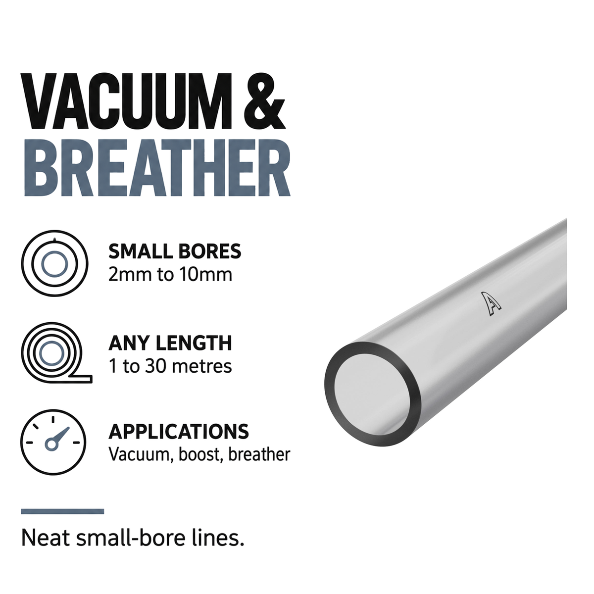 Silicone Vacuum Hose - Clear - Vacuum and breather hose - bores 2-10mm, 1-30 metres