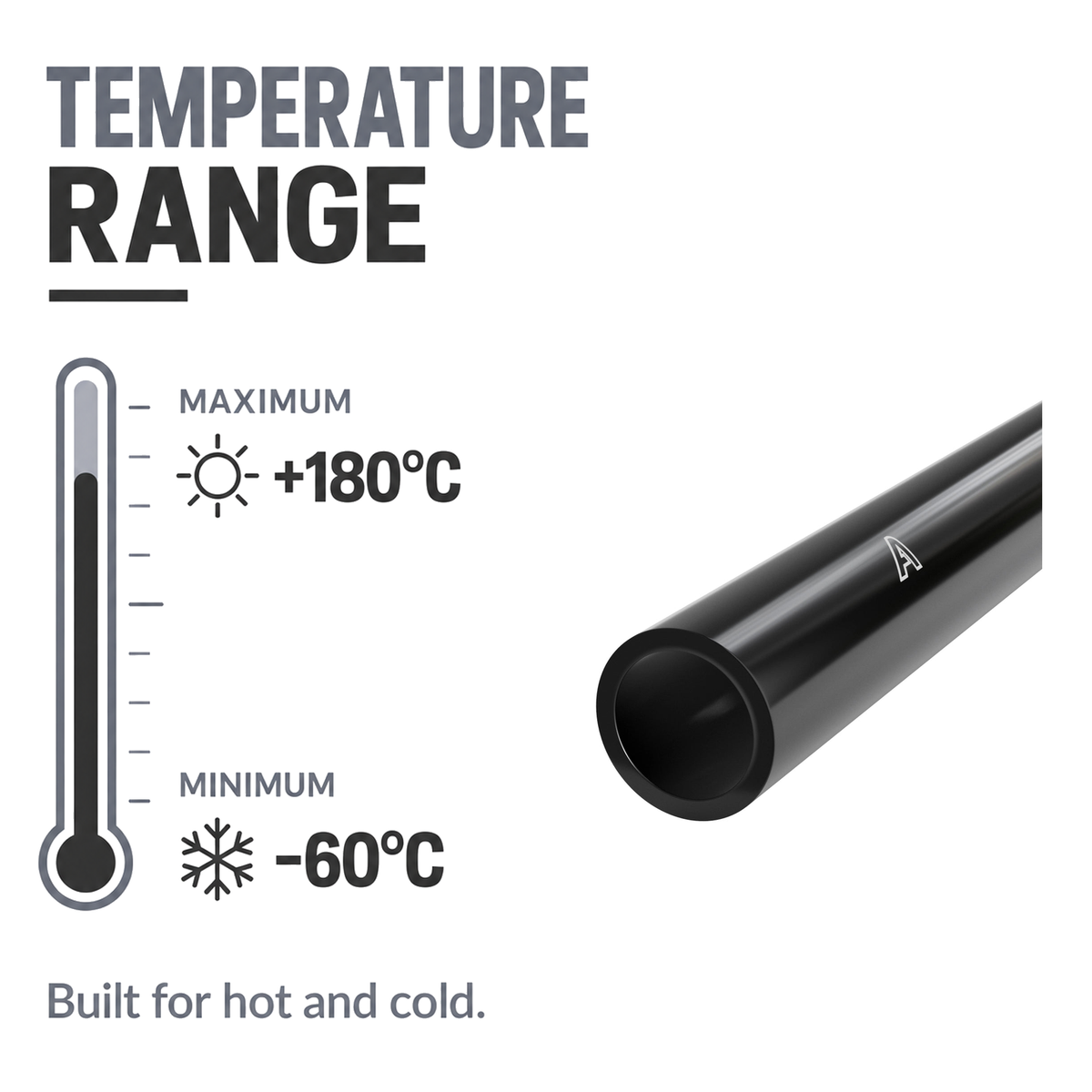 Silicone Vacuum Hose - Black - Temperature range -60°C to +180°C
