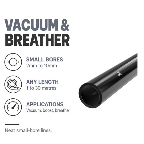 Silicone Vacuum Hose - Black - Vacuum and breather hose - bores 2-10mm, 1-30 metres