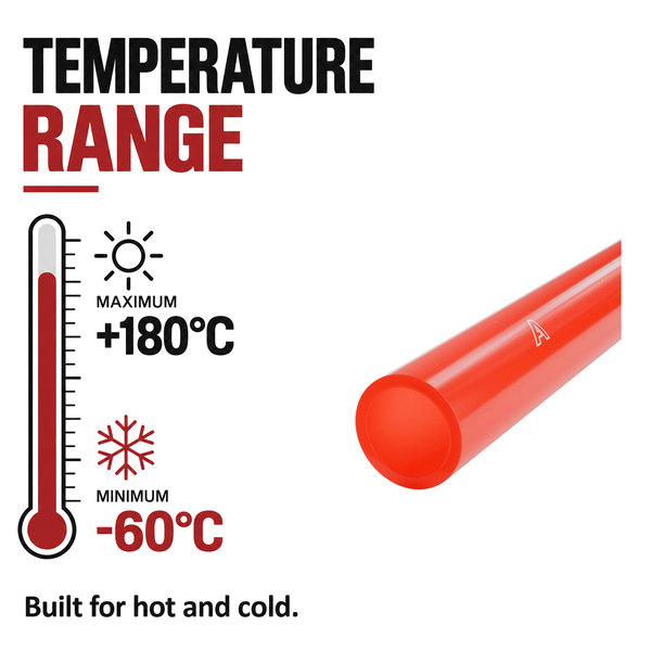 Silicone Vacuum Hose - Red - Temperature range -60°C to +180°C