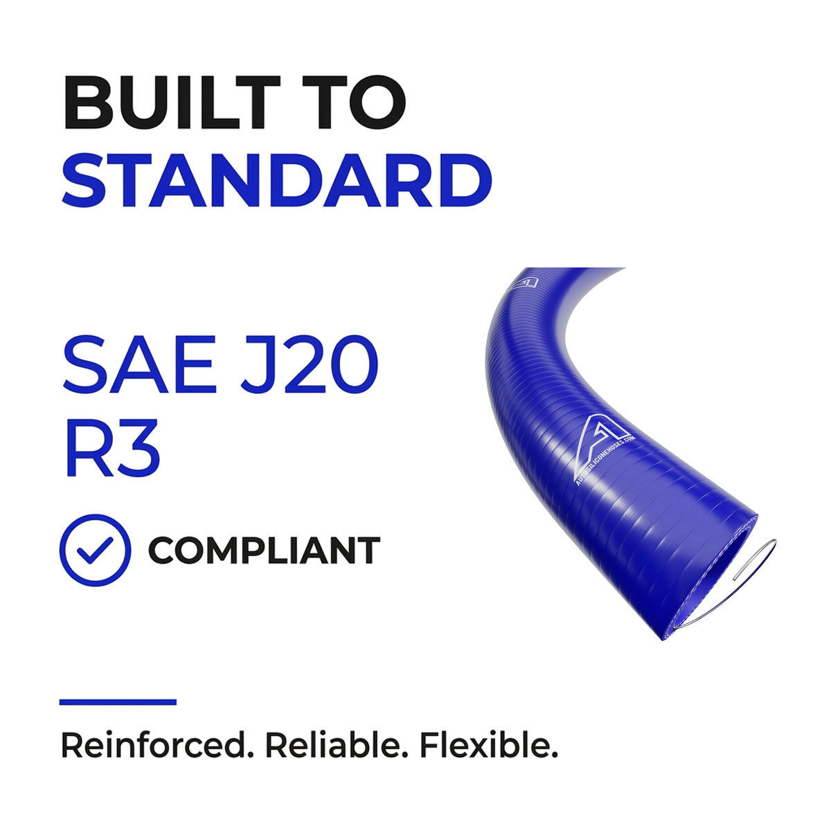 1 Metre SuperFlex Wire Reinforced Silicone - Blue - Built to SAE J20 R3